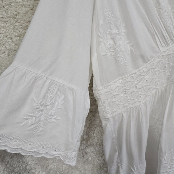 Soft Surroundings Shirt Womens Large Icon Melissani Tunic Top Scallop Hem Eyelet - Picture 6 of 13